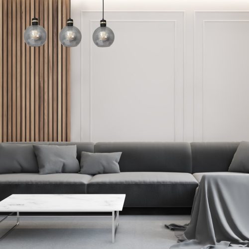 OMEGA függőlámpa 3xE27 füstölt üveggömb MLP6531 Milagro fém + üveg