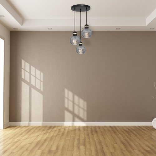 OMEGA függőlámpa 3xE27 füstölt üveggömb MLP6533 Milagro fém + üveg