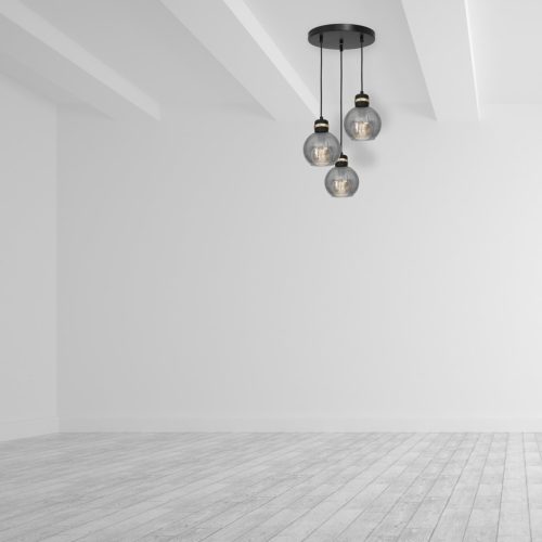 OMEGA függőlámpa 3xE27 füstölt üveggömb MLP6533 Milagro fém + üveg