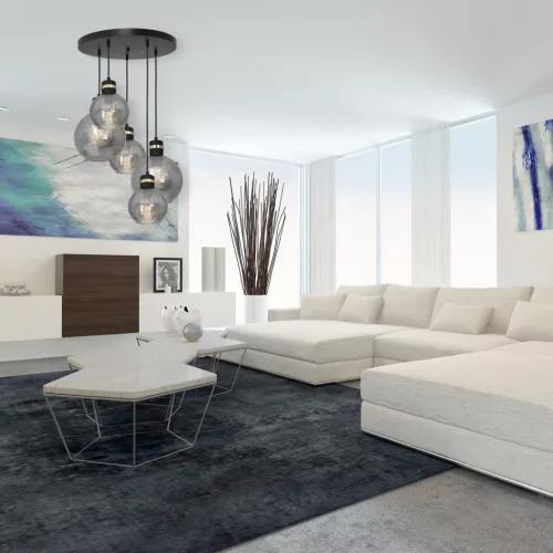 Függesztett lámpa OMEGA 5xE27 Circle Smoked Glass Sphere MLP6534 Milagro Metal + Glass