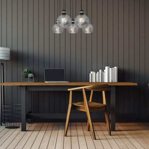 OMEGA függőlámpa 5xE27 téglalap füstölt üveggömb MLP6535 Milagro fém + üveg