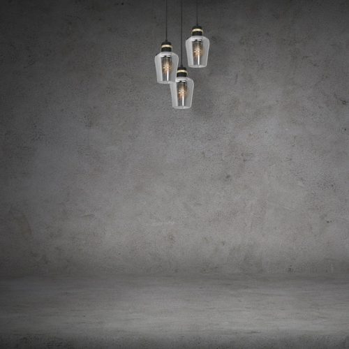 RICHMOND függőlámpa 3xE27 füstölt üveg arany betétek MLP6541 Milagro fém + üveg