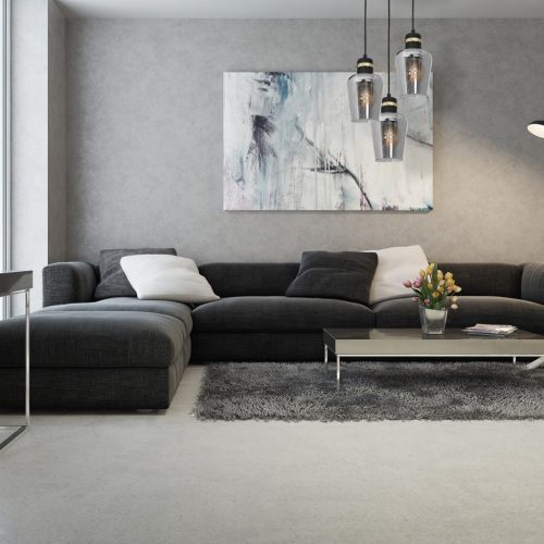 RICHMOND függőlámpa 3xE27 füstölt üveg arany betétek MLP6541 Milagro fém + üveg