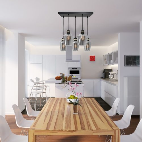 RICHMOND függőlámpa 5xE27 füstölt üveg arany betétek MLP6543 Milagro fém + üveg