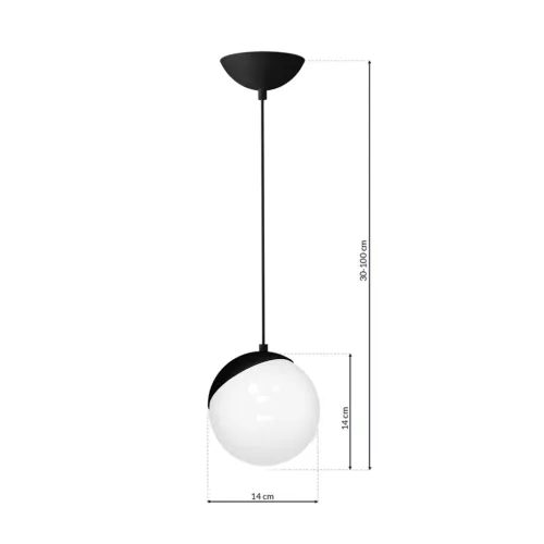 Függesztett lámpa SFERA 1xE27 60W fehér golyó fekete Részletek MLP5739 Milagro fém + üveg