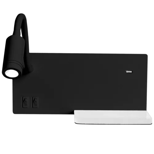 SHELF fekete LED fali lámpa polccal 4W + 5W + 2W Milagro
