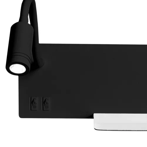 SHELF fekete LED fali lámpa polccal 4W + 5W + 2W Milagro
