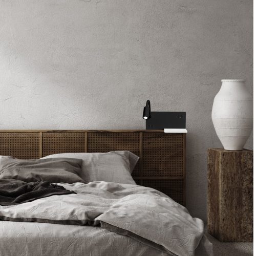 SHELF fekete LED fali lámpa polccal 4W + 5W + 2W Milagro