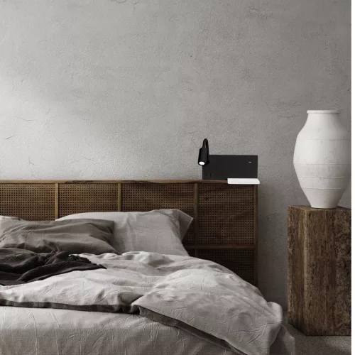 SHELF fekete LED fali lámpa polccal 4W + 5W + 2W Milagro