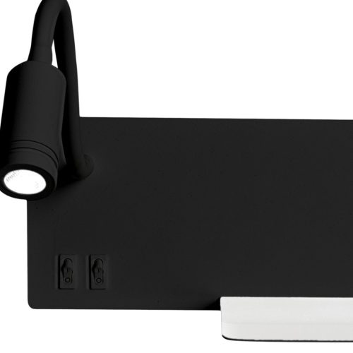 SHELF fekete LED fali lámpa polccal 4W + 5W + 2W Milagro