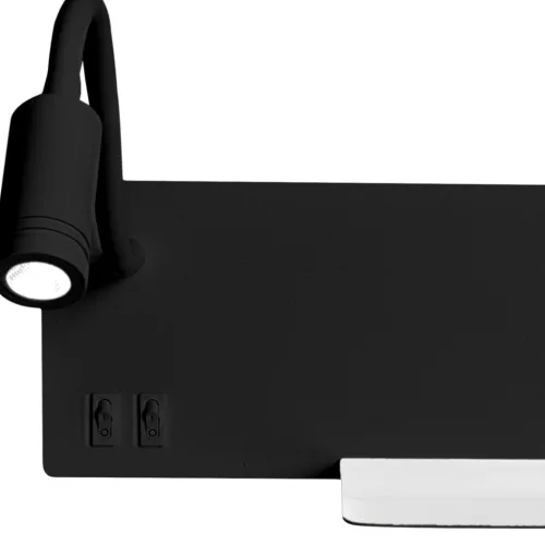 SHELF fekete LED fali lámpa polccal 4W + 5W + 2W Milagro