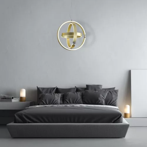 SIRIUS 80W háromdimenziós függőlámpa Golden Rings ML6187 Milagro fém + műanyag + kristály