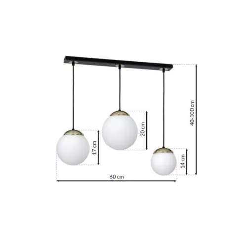 SPARTA függőlámpa 3xE14 White Ball Gold Milagro elemek MLP64500 Fém + Üveg