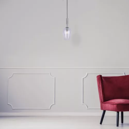 TANGO függőlámpa 1xE14 áramvonalas átlátszó lámpaernyő Milagro ML6163 fém + üveg