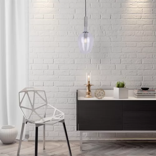 TANGO függőlámpa 1xE14 áramvonalas átlátszó lámpaernyő Milagro ML6163 fém + üveg