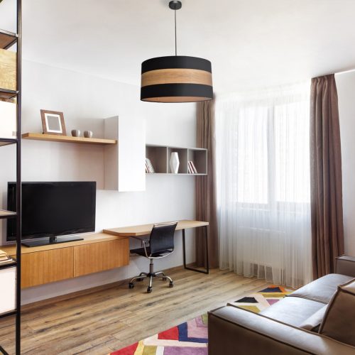 TERRA függőlámpa 1xE27 fekete lámpaernyő fa Milagro MLP6290 fém + szövet + fa