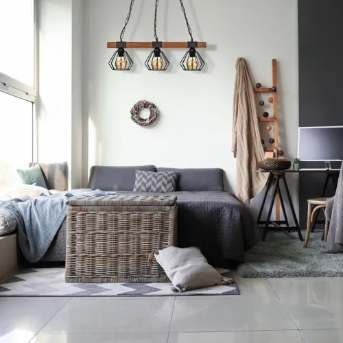 Függesztett lámpa ULF 3xE27 60W fa gerenda fekete MLP6193 Milagro fém + fa