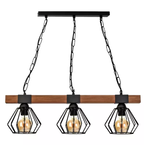 Függesztett lámpa ULF 3xE27 60W fa gerenda fekete MLP6193 Milagro fém + fa