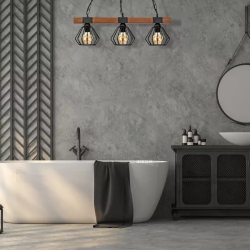 Függesztett lámpa ULF 3xE27 60W fa gerenda fekete MLP6193 Milagro fém + fa