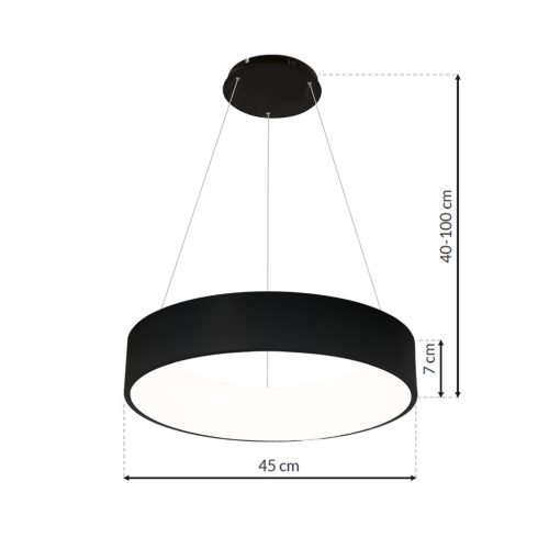 OHIO 24W LED fekete felni, minimalista függőlámpa MLP6358 Milagro fém + akril