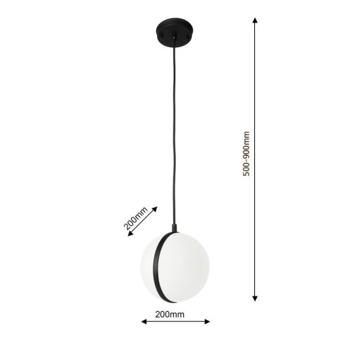 Kültéri függőlámpa CIRCULO E27 IP44 túlnyúló gömb fekete-fehér Eco-Light