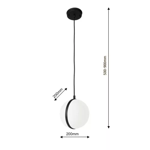 Kültéri függőlámpa CIRCULO E27 IP44 túlnyúló gömb fekete-fehér Eco-Light