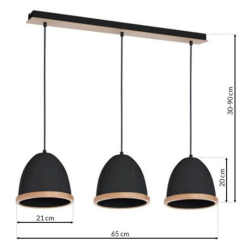 MiLAGRO STUDIO BLACK 3xE27 fekete függőlámpa