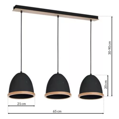 MiLAGRO STUDIO BLACK 3xE27 fekete függőlámpa