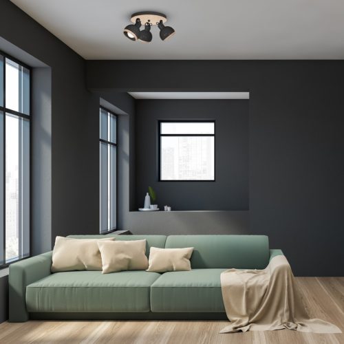 OVÁL mennyezeti lámpa fekete 3xE27 Milagro