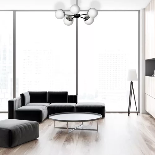 SFERA csillár mennyezeti lámpa fekete króm 5xE14 Milagro