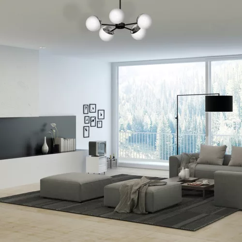 SFERA csillár mennyezeti lámpa fekete króm 5xE14 Milagro