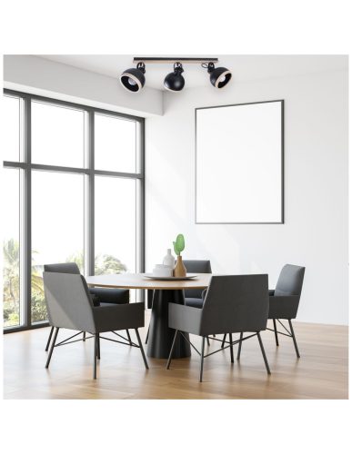 OVÁL mennyezeti lámpa fekete 3xE27 Milagro csík