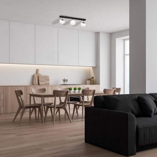 SFERA mennyezeti lámpa fekete króm 3xE14 Milagro csík