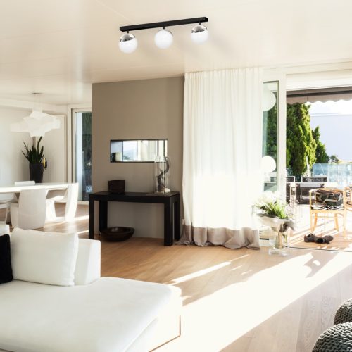 SFERA mennyezeti lámpa fekete króm 3xE14 Milagro csík