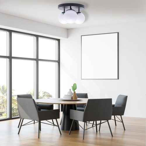 SFERA mennyezeti lámpa fekete króm 3xE14 Milagro