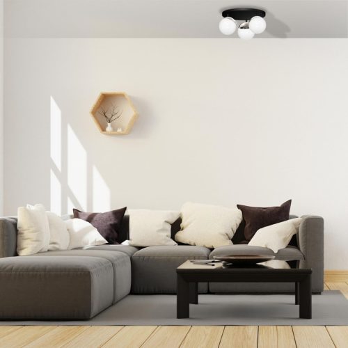 SFERA mennyezeti lámpa fekete króm 3xE14 Milagro