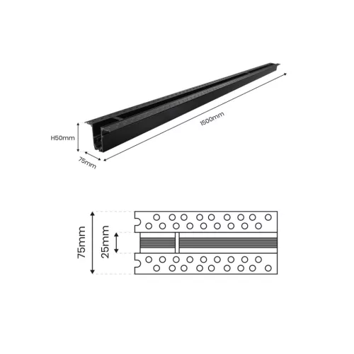 Süllyesztett mágnessín 150cm MAGNETIC TRACK LED lámpákhoz 48V Milagro
