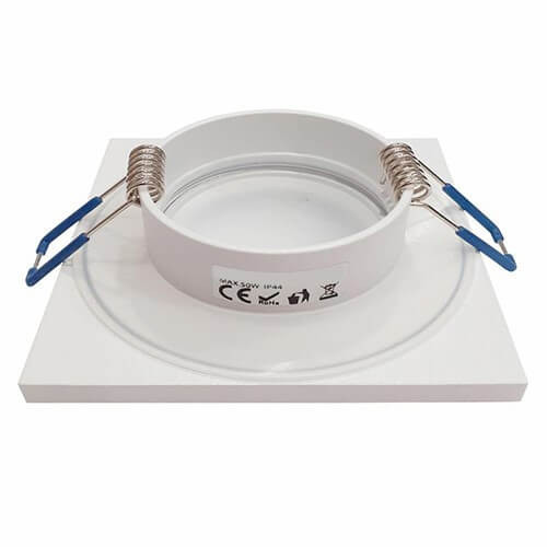 HALOGÉN lámpatest süllyesztett, négyzet alakú fürdőszobai kivonat hermetikus IP44 fehér