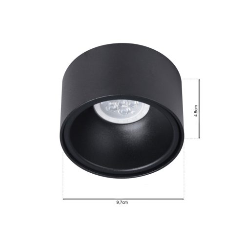 Süllyesztett HALOGEN Tube Spot Light Round Black GU10 Bali Milagro
