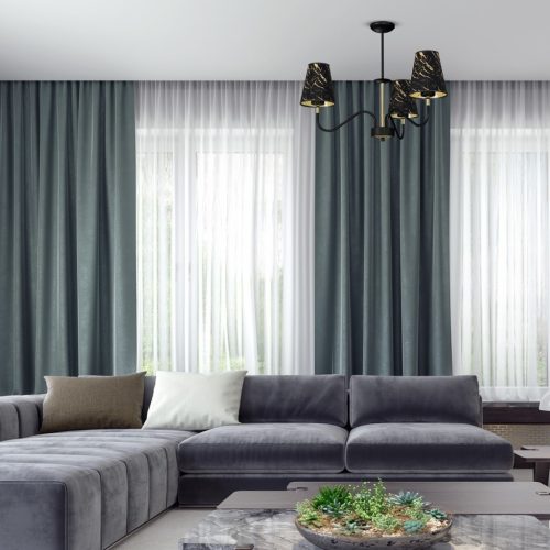 HERMES Fekete arany függő mennyezeti lámpa 3xE27 Milagro