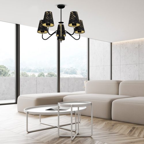 HERMES Fekete arany függő mennyezeti lámpa 5xE27 Milagro