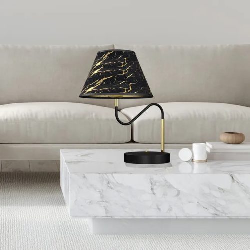 HERMES asztali lámpa fekete arany 1xE27 éjszakai asztali lámpa Milagro