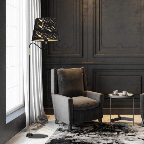 HERMES állólámpa fekete arany 1xE27 Milagro