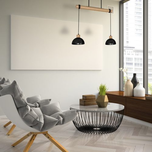 ERIK fekete fa mennyezeti lámpa 2xE27 Milagro