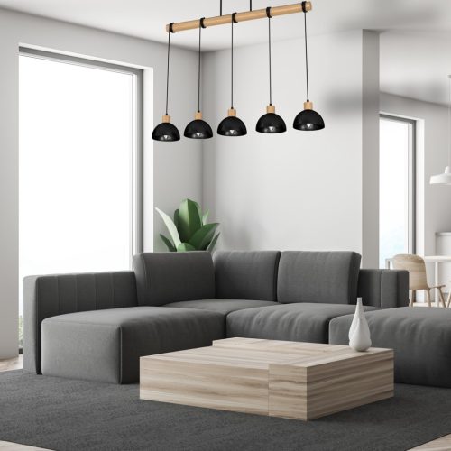 ERIK fekete fa mennyezeti lámpa 5xE27 Milagro