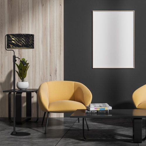 SENSO állólámpa fekete arany 1xE27 + 1x mini GU10 Milagro