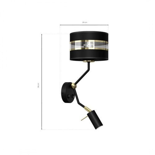 ULTIMO fali lámpa fekete 1xE27 + 1x mini GU10 Milagro