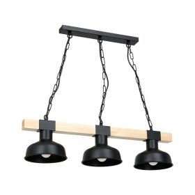   FARO fekete natúr fából függő mennyezeti lámpa 3xE27 60W Milagro