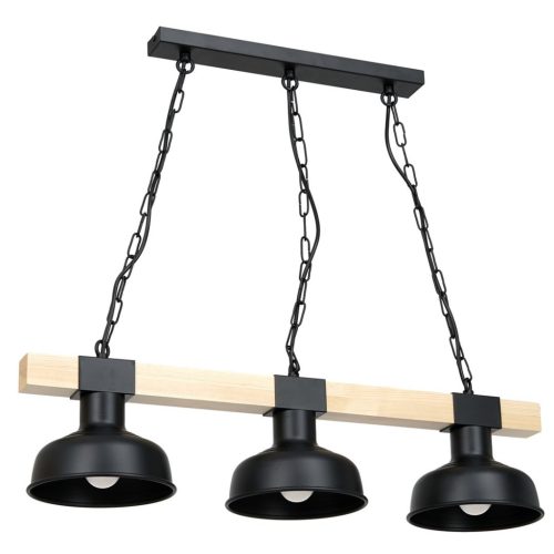 FARO fekete natúr fából függő mennyezeti lámpa 3xE27 60W Milagro