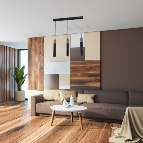 SOLO FŰRÉSZETES Fekete Patina fa függőlámpa 3x mini GU10 Milagro